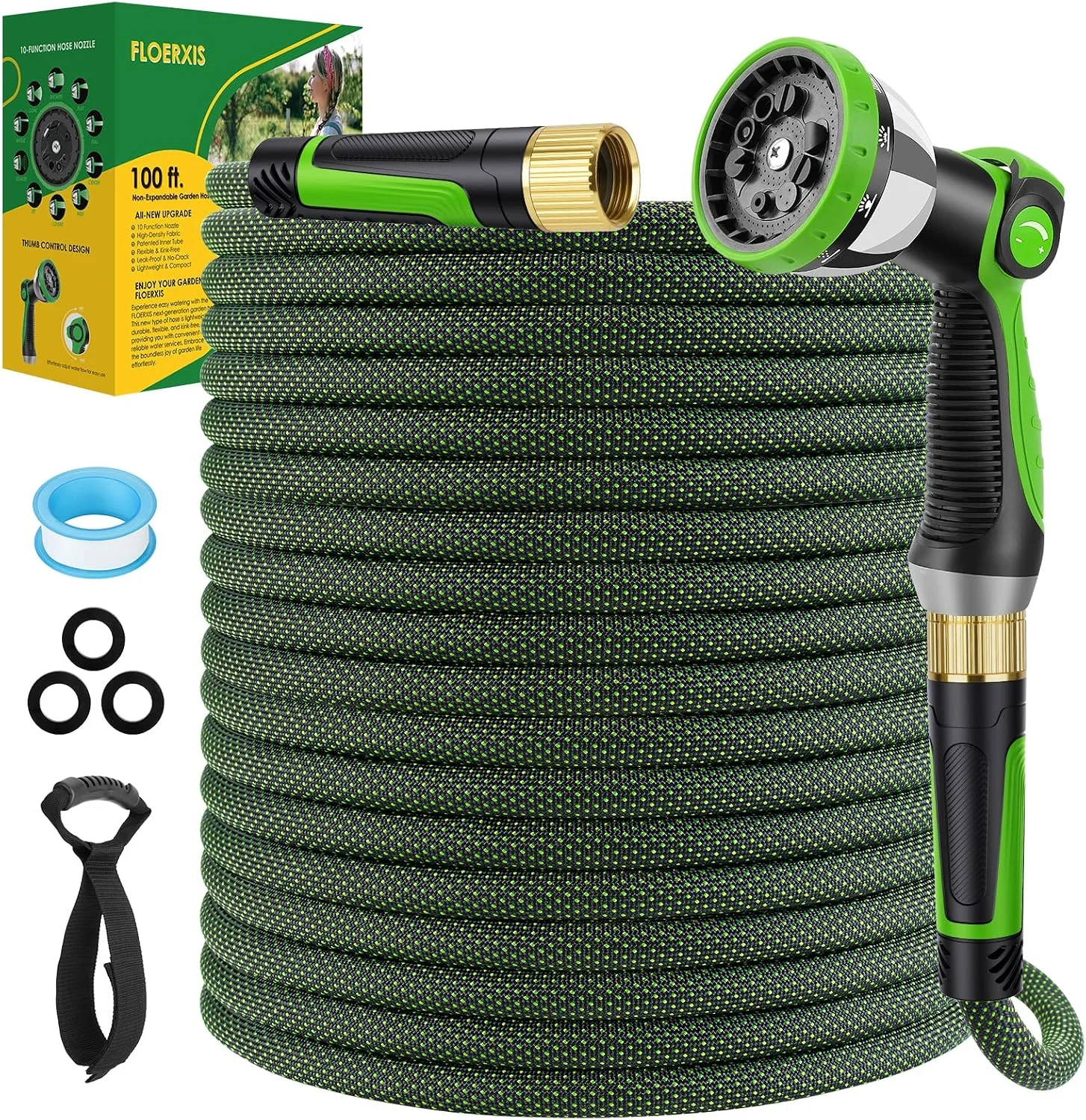 Nook Non-Expandable Garden Hose 100 FT, Lightweight Hose with 10 Function Spray Nozzle, 360?? Swivel Connectors - Image 9