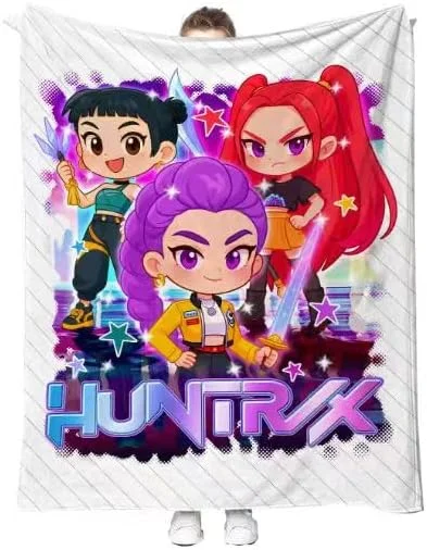 Nook K Pop D.e.mon Hunters Soft and Warm Blanket Specially Designed for Children.It Measures 55 inches by 40 inches.It is Suitable for Placing on Sofas and Chairs, and can be Used in The Living Room (black)