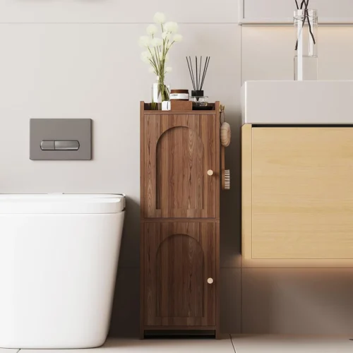 Nook Rattan Bathroom Storage Cabinet with 2 Doors and Adjustable Shelf