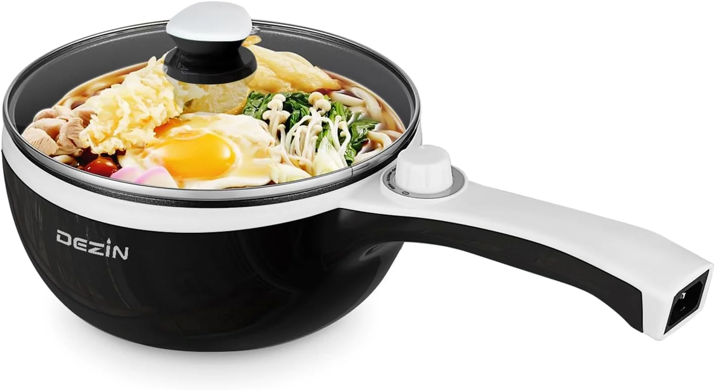 Dezin Hot Pot Electric, 1.5L Non-Stick Portable Electric Pot, Dual Power - Image 4