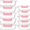 Nook MCIRCO 10 Pack Glass Food Storage Containers with Lids, White
