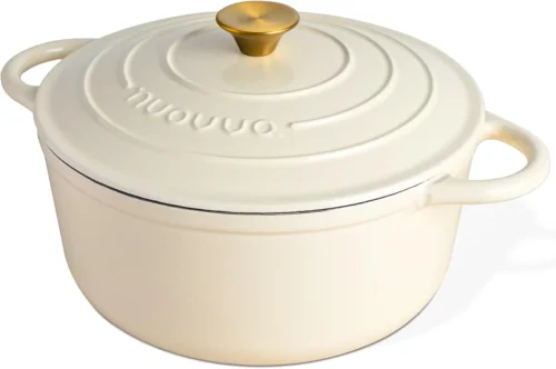 Alternative view of Nuovva Enamelled Cast Iron Dutch Oven Pot with Lid-6.4 Quart Non Stick Casserole Pot-Heavy Duty & Oven Safe up to 500° F for Bread Baking, Braising, Stews, Roasting - 28cm Dark Blue