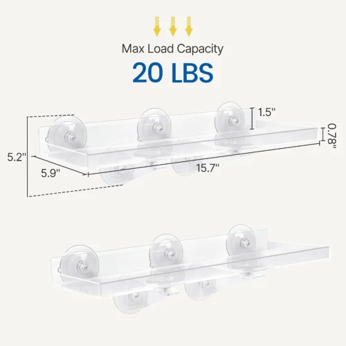 Alternative view of Nook Pack Window Plant Shelves, 15.7 x 5.9 Inch Heavy Duty Suction Cup Shelf