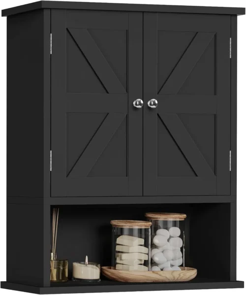 Nook Medicine Cabinet with Adjustable Shelves and Towel Rack, Wall Mounted Bathroom Cabinet Over the Toilet Storage for Bathroom, Living Room, White