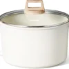 Nook CAROTE Nonstick Stock Pot with Lid, 8 Quart White Granite