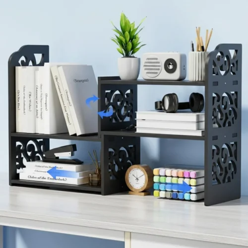 Alternative view of Nook Adjustable Desktop Shelf Organizer, 3-Tier Desk Shelf, White Pattern