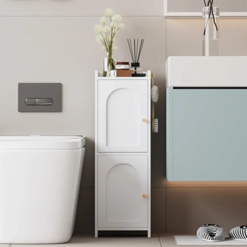 Alternative view of Nook Rattan Bathroom Storage Cabinet with 2 Doors and Adjustable Shelf