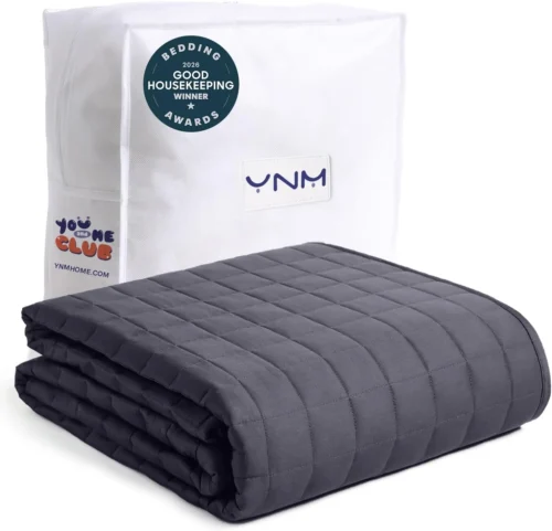 Nook YnM 15lbs Weighted Blanket for Adults, Heavy Bed Throw Blanket with Cooling Glass Beads for All Season Use, Ideal for ~140lbs (48x72 Inches, Twin/Full, Dark Grey)