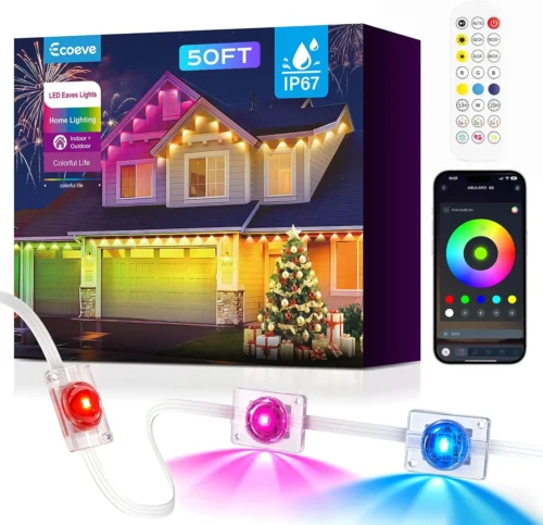 Nook Permanent Outdoor Lights for House, 199ft Christmas RGB+IC Lights