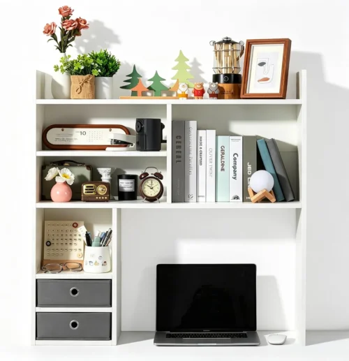 Alternative view of Nook Desktop Bookshelf, High-Capacity Desk Hutch Organizer, White