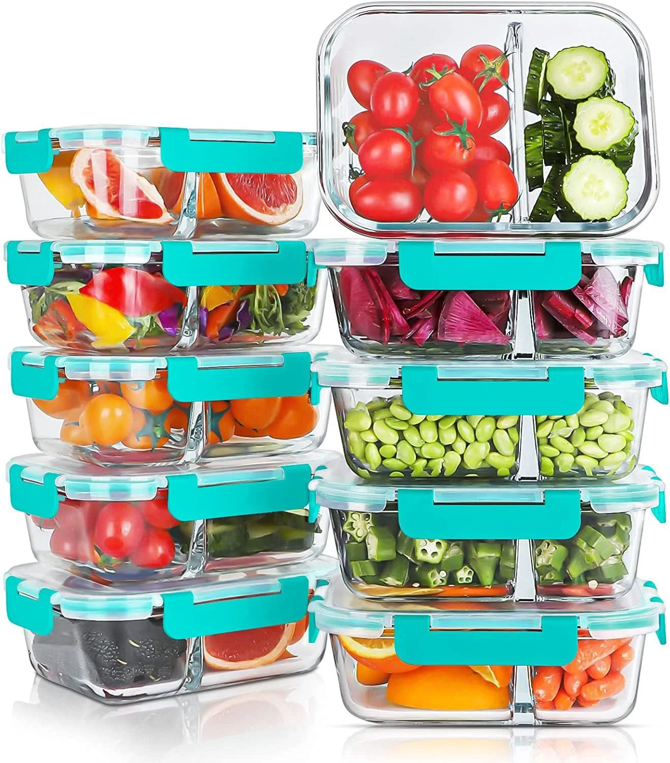 Nook KOMUEE 10 Packs 30oz Glass Meal Prep Containers 2 Compartments - Image 3
