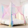 Nook Bed Canopy, Canopy Bed Curtains Bed Drapes for Full Queen King Size Bed, Mosquito Net Bed Curtains for Patio Indoor Outdoor Net