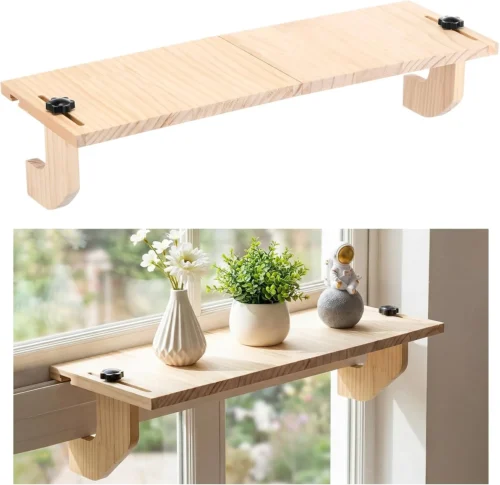 Alternative view of Nook Natural Window Sill Plant Shelf, Square, 21.7 x 7.1 x 5.9 Inch