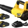 Blower, Electric Leaf Blower Cordless with 2 Batteries and Charger, 2 Speed Mode, Lightweight Cordless Leaf Blowers for Lawn Care, Blowing Leaves