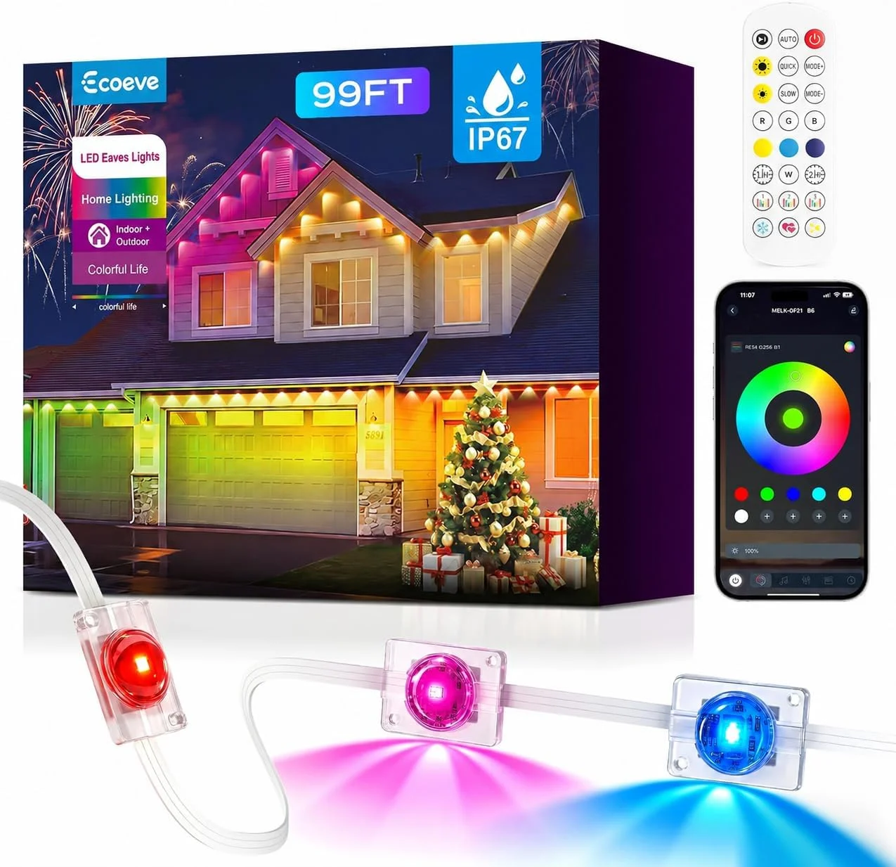 Nook Permanent Outdoor Lights for House, 199ft Christmas RGB+IC Lights - Image 3