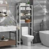 Nook 4 Tier Over The Toilet Storage Rack, Bathroom Organizer Shelves Cabinet Above Toilet, with Adjustable Height Freestanding Shelf Space Saver, Black