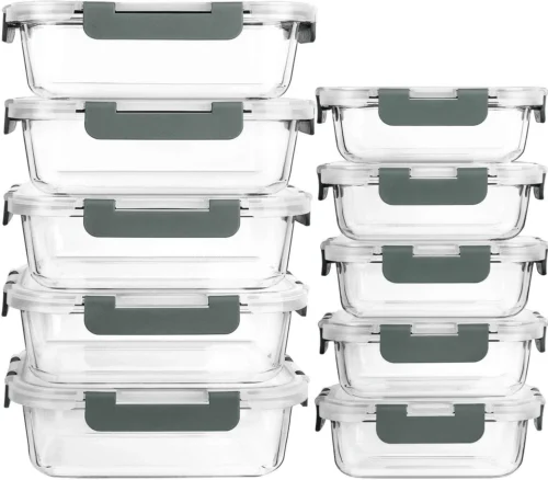 Alternative view of Nook MCIRCO 10 Pack Glass Food Storage Containers with Lids, White