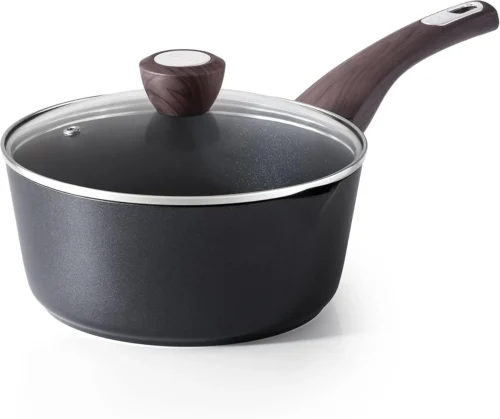 Nook SENSARTE Ceramic Nonstick Sauce Pan with Lid, 1.5 Quart Small Saucepan, White Cooking Pot with Stay Cool Handle, Non toxic Kitchen Sauce Pot, Non stick Sauciers, Induction Pot, PFOA PTFE PFAS Free