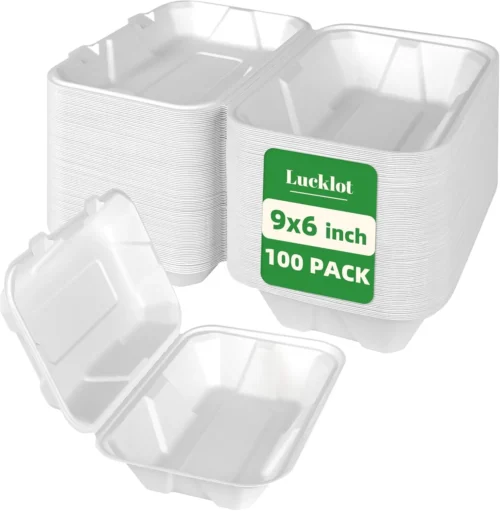 Alternative view of Nook 100 Pack 8??9 Inch 3-Compartment Compostable Bagasse Food Containers