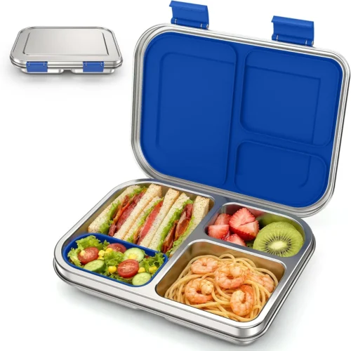 Alternative view of Nook Stainless Steel Bento Box Kids, 3 Compartments Leak Proof Metal Bento Lunch Box, 304 Stainless Steel Bento Lunch Containers for School and Office