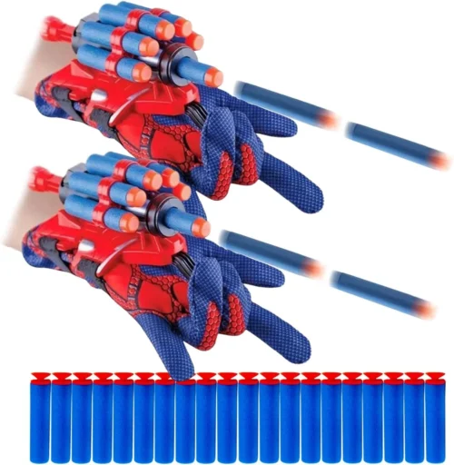 Nook 2 Sets Spider Web Shooters for Kids Halloween Party Favors Cosplay Launcher Gloves with Wrist Toy Set Hero Webs Shooter for Kids