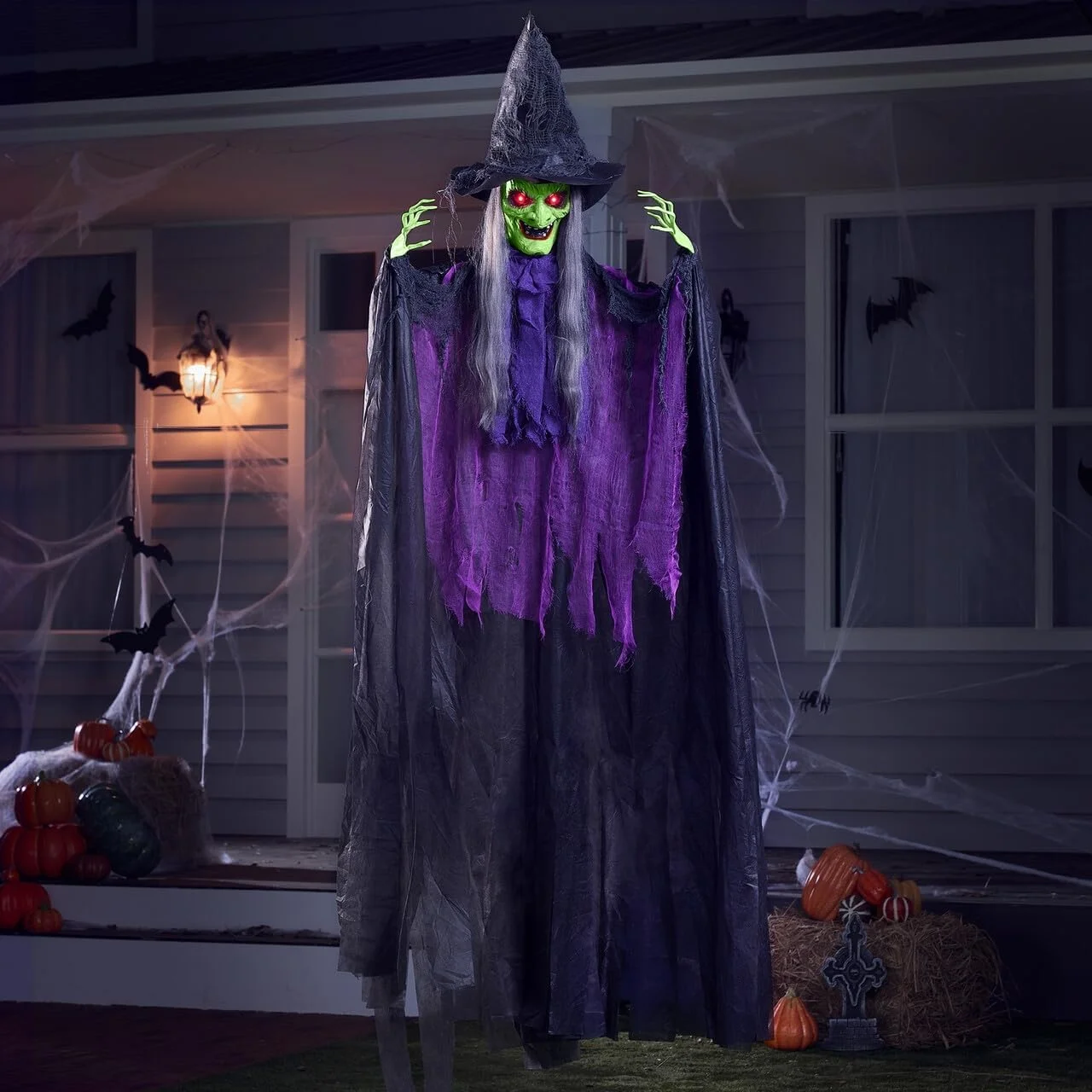 Nook 72?? Halloween Hanging Witch Decorations Outdoor, Flying Talking Ghost Decor Light Up Eyes Sound Activated - Image 2