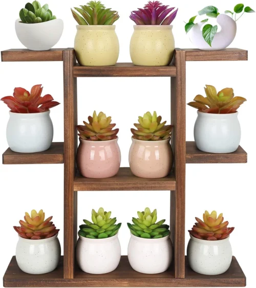 Alternative view of Nook Wood Desktop Plant Stand Indoor Small Windowsill Flower Shelf 4 Tier
