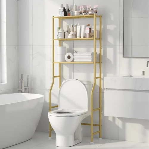 Nook 3-Tier Over Toilet Storage Rack, Anti-Wobble, Black