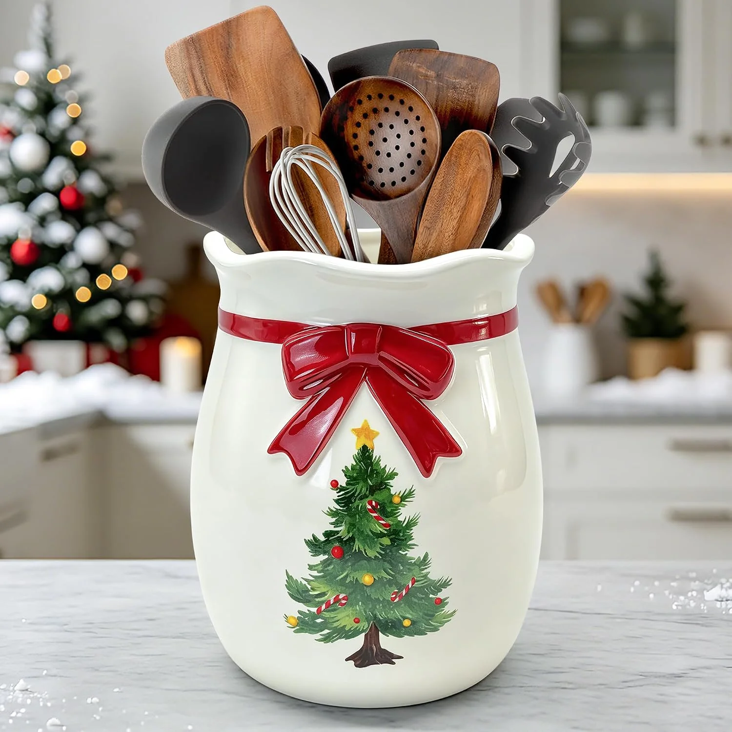Nook Halloween Kitchen Decor, Ceramic Halloween Ghost Utensil Holder - Image 2