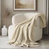 Nook EVERGRACEHOME Chunky Chenille Knit Throw Blanket, 50 x 60, Olive Green