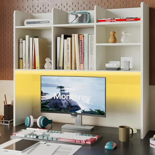 Alternative view of Nook Desk Hutch Dorm, Desktop Bookshelf with 7 Shelves
