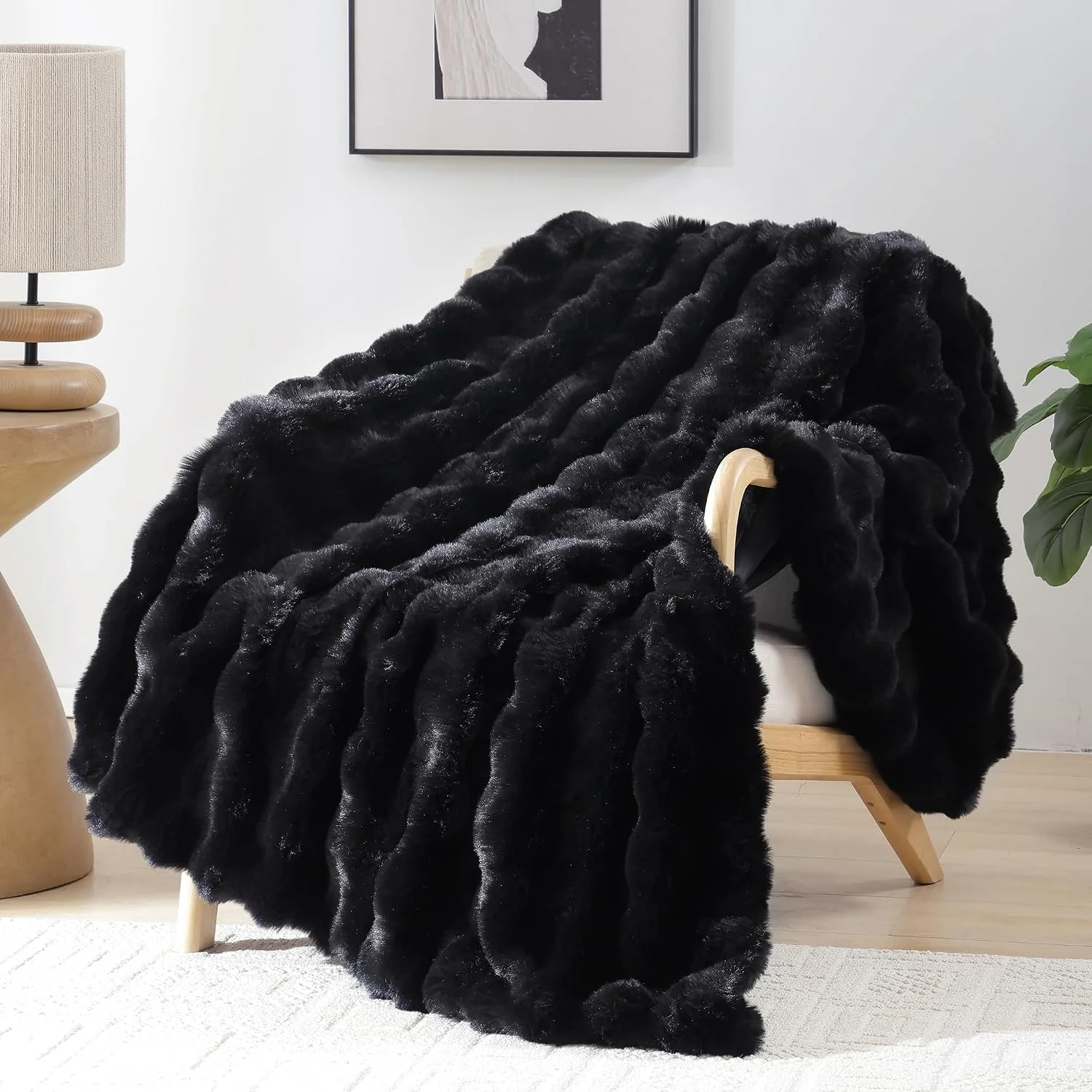 Nook Smoofy Faux Rabbit Fur Throw for Couch - Rainbow Bubble Blanket 50x60 - Image 3
