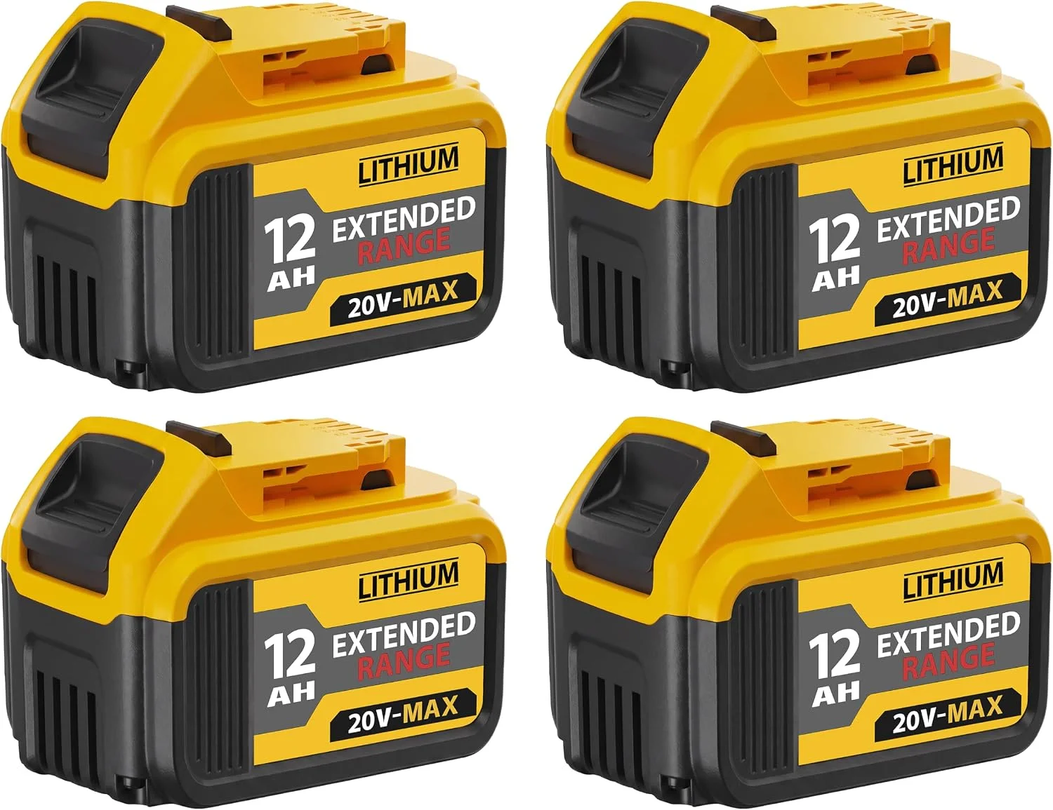 Nook 4 Packs 12000mAh Replacement for Dewalt 20V Max Battery Extended Runtime Battery Compatible with Dewalt DCB200 DCB201 DCB203 DCB204 DCB205 DCB206