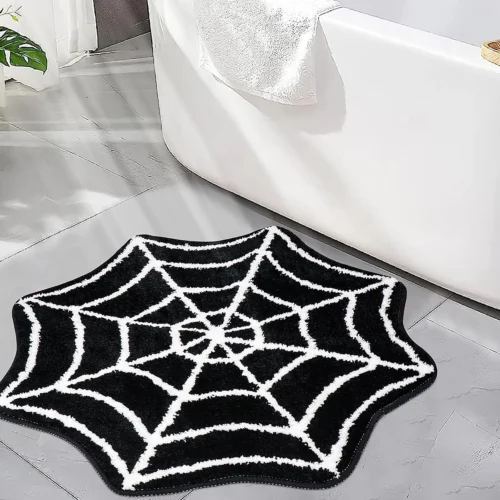 Nook Spider Web Bath Mat, 31??20 Halloween Bath Mat Non-Slip Rugs Spiderweb Rug Machine Washable Goth Area Rugs Gothic Rug for Front Door, Bedroom