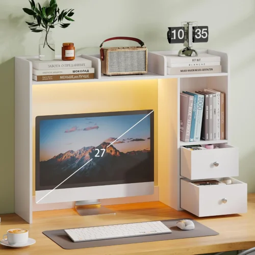 Nook Desktop Bookshelf, 36.4 DormDesk Hutch with 5 Shelves