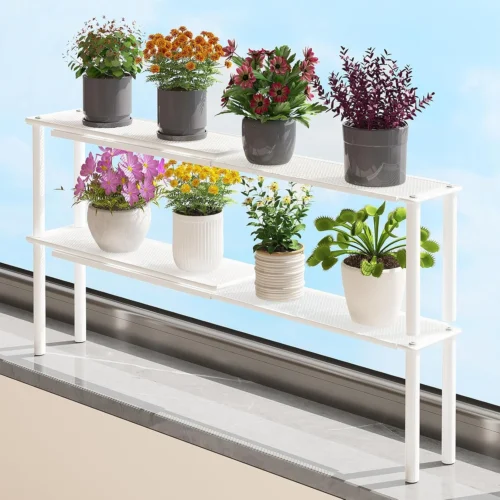 Alternative view of Nook Expandable Kitchen Sink Organizer Window Shelf for Plants Stackable Narrow Shelves Kitchen Countertop Holder Mesh Design (2, White (Depth 3.54))