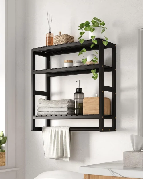 Nook Over The Toilet Storage Bathroom Shelves Wall Mounted 3 Tier Black