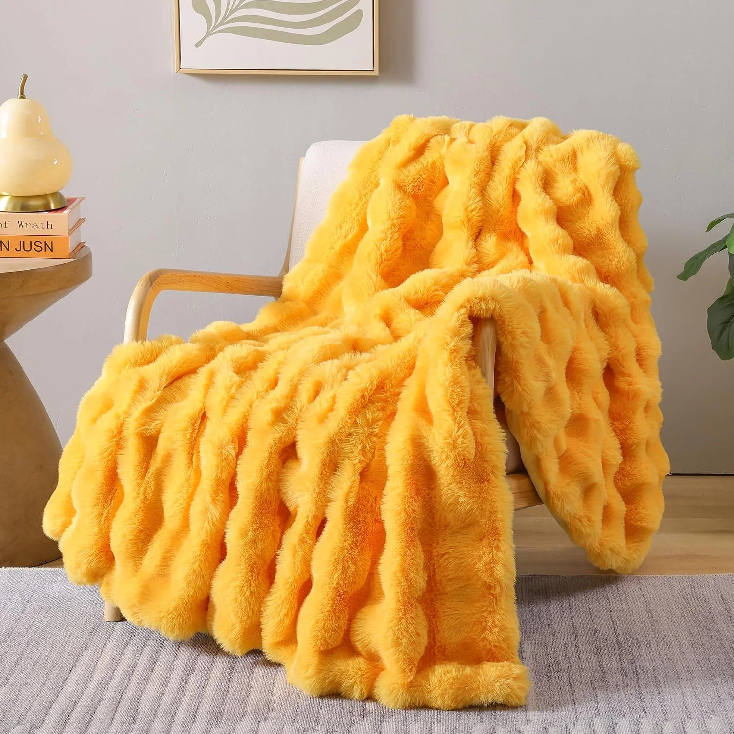 Nook Smoofy Faux Rabbit Fur Throw for Couch - Rainbow Bubble Blanket 50x60 - Image 2