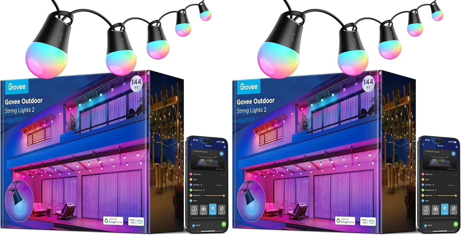 Nook Smart Outdoor String Lights 2, 144ft RGBIC Patio Lights with 45 Bulbs - Image 4