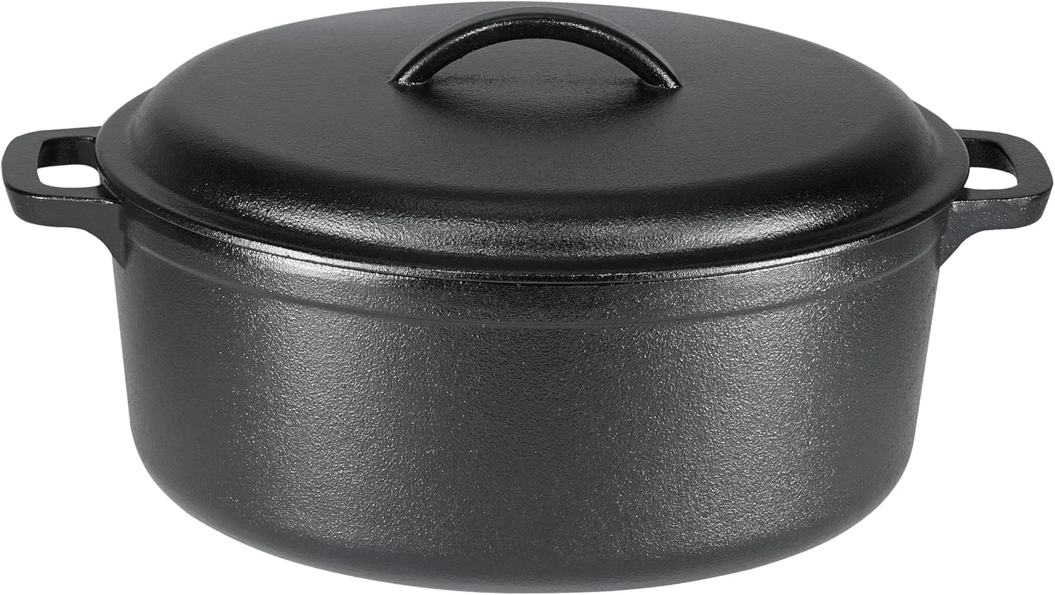 Nook Amazon Basics Pre-Seasoned Cast Iron Dutch Oven Pot with Lid and Dual Handles, Oven Safe, Heavy-Duty, 7-Quart, Round, Black