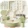 Nook CAROTE 25pcs Ceramic Cookware Sets, Detachable Handle Pots and Pans Set