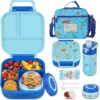 Nook Itslife Bento Box for Kids Set, Insulated Food Container, Kids Lunch Box, 7 oz Thermos for Hot Food, 12 oz Thermos Water Bottle, Reusable Insulated Ice Bag & Fork Spoon Utensils Camping Travel Pink