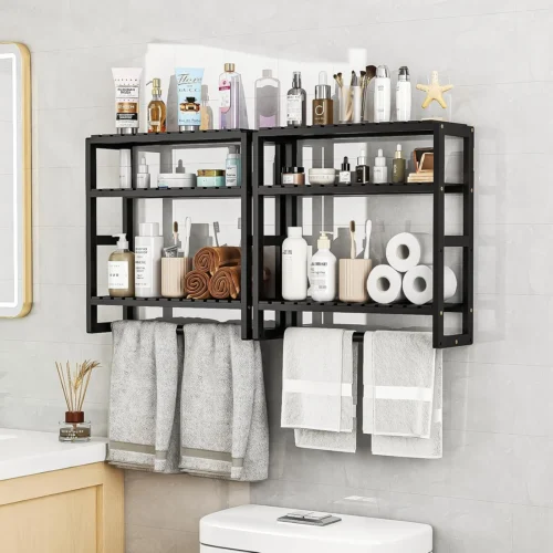 Alternative view of Nook Over The Toilet Storage Bathroom Shelves Wall Mounted 3 Tier Black