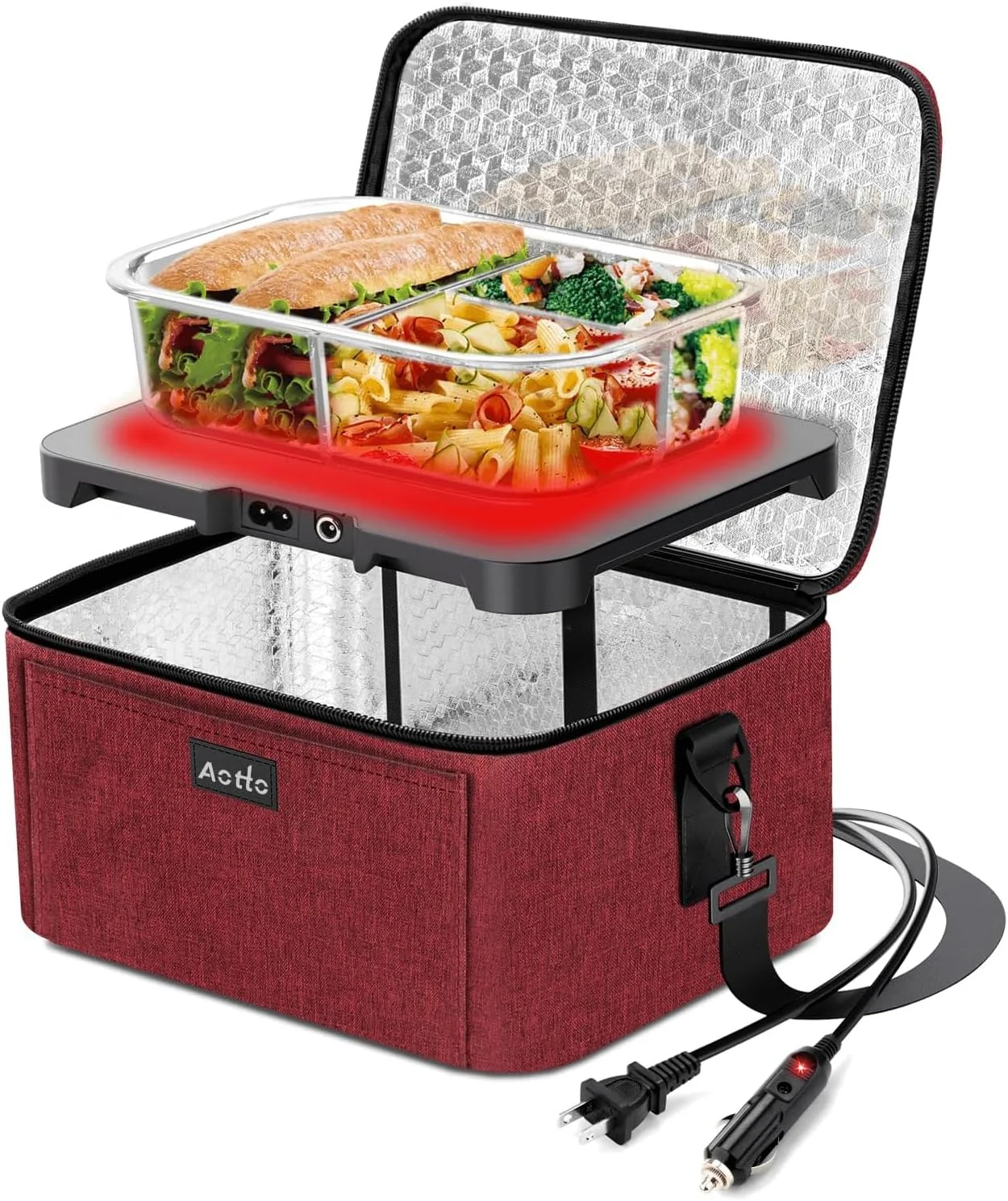 Nook Portable Oven, Electric Lunch Box Food Heater - 12V/24V/110V 3-in-1 Car Food Warmer - Mini Personal Microwave Heated Lunch Box Warmer for Car, Truck