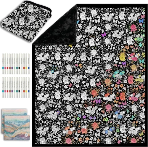 Nook ZHOYIMIMI DIY Cozy Coloring Blankets for Kids & Adults -24 Markers