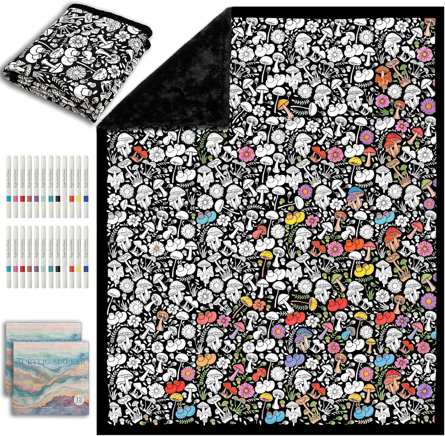 Nook ZHOYIMIMI DIY Cozy Coloring Blankets for Kids & Adults -24 Markers - Image 3