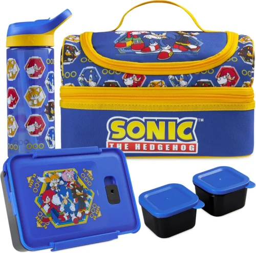 Nook Trend Minecraft Kids Lunch Box 3 Pc Set with Insulated Lunch Bag, Bento Box with Two Mini Pots & 20 fl oz Water Bottle with Straw for School, Picnic