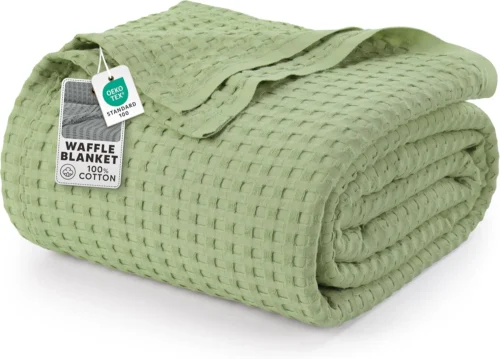 Nook Utopia Bedding 100% Cotton Waffle Blanket Queen Size White, 90x90 Inch