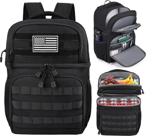 Alternative view of Nook Lunch Backpack for Men, Tactical Inspired Double Deck Cooler Backpack Insulated Leakproof RFID Lunchbox for Work (Black)