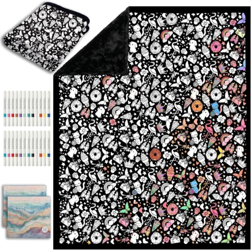 Alternative view of Nook ZHOYIMIMI DIY Cozy Coloring Blankets for Kids & Adults -24 Markers